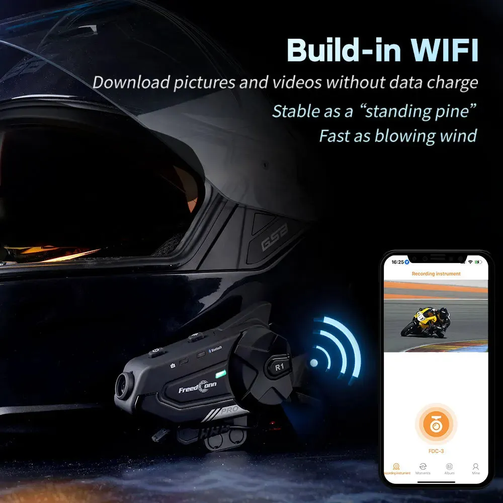 Freedconn Bluetooth Motorcycle Intercom Helmet Headset