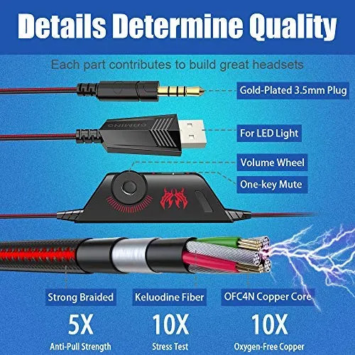 G9000 Gaming Headset, Surrounding Stereo Gaming Headphones with Noise Cancellation, Mic, LED Light & Soft Memory Earmuffs, for Xbox One/PS4/Nintendo Switch/PC/Mac