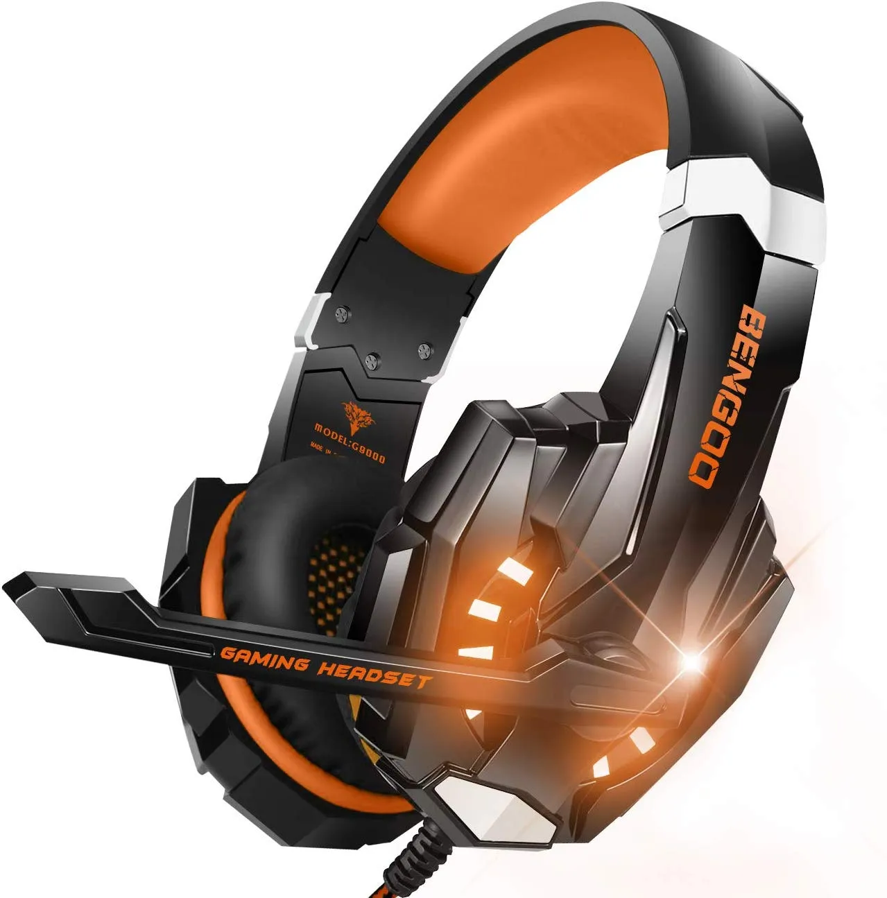 G9000 Gaming Headset, Surrounding Stereo Gaming Headphones with Noise Cancellation, Mic, LED Light & Soft Memory Earmuffs, for Xbox One/PS4/Nintendo Switch/PC/Mac