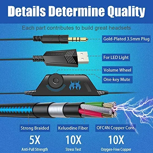 G9000 Gaming Headset, Surrounding Stereo Gaming Headphones with Noise Cancellation, Mic, LED Light & Soft Memory Earmuffs, for Xbox One/PS4/Nintendo Switch/PC/Mac