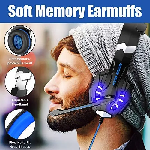 G9000 Gaming Headset, Surrounding Stereo Gaming Headphones with Noise Cancellation, Mic, LED Light & Soft Memory Earmuffs, for Xbox One/PS4/Nintendo Switch/PC/Mac