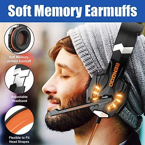 G9000 Gaming Headset, Surrounding Stereo Gaming Headphones with Noise Cancellation, Mic, LED Light & Soft Memory Earmuffs, for Xbox One/PS4/Nintendo Switch/PC/Mac