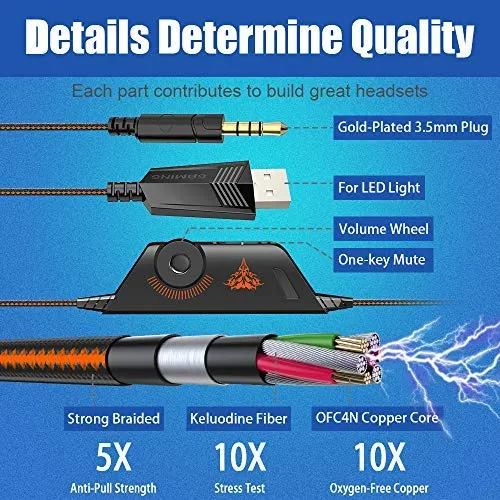 G9000 Gaming Headset, Surrounding Stereo Gaming Headphones with Noise Cancellation, Mic, LED Light & Soft Memory Earmuffs, for Xbox One/PS4/Nintendo Switch/PC/Mac