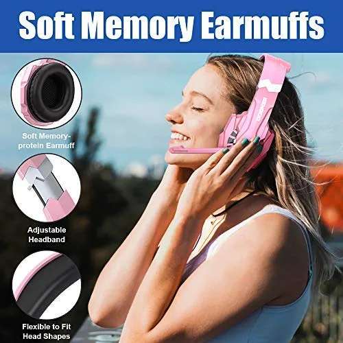 G9000 Gaming Headset, Surrounding Stereo Gaming Headphones with Noise Cancellation, Mic, LED Light & Soft Memory Earmuffs, for Xbox One/PS4/Nintendo Switch/PC/Mac