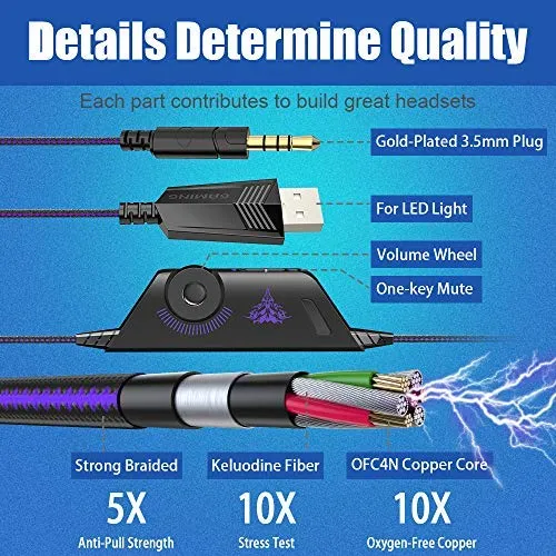 G9000 Gaming Headset, Surrounding Stereo Gaming Headphones with Noise Cancellation, Mic, LED Light & Soft Memory Earmuffs, for Xbox One/PS4/Nintendo Switch/PC/Mac