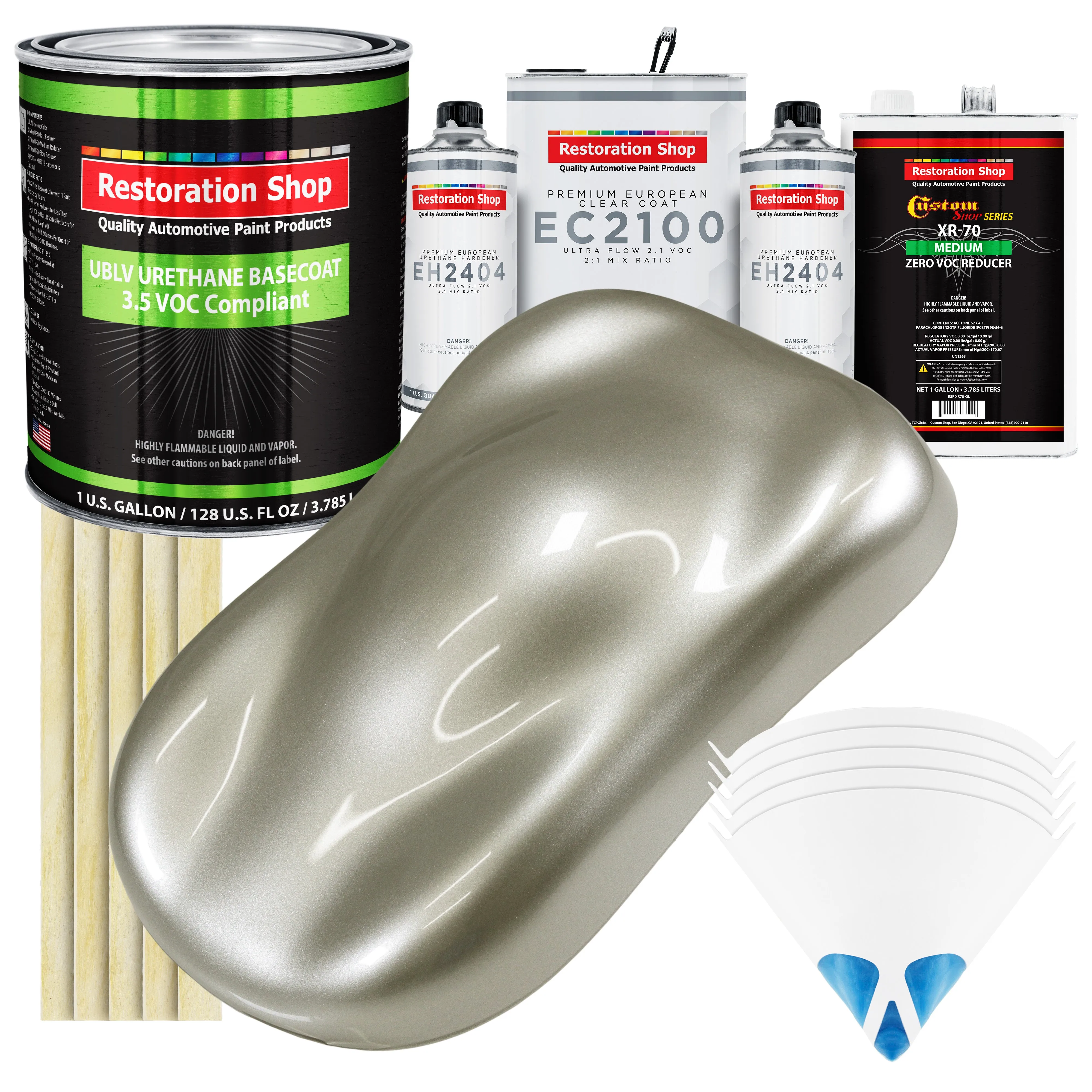 Galaxy Silver Metallic - LOW VOC Urethane Basecoat with European Clearcoat Auto Paint - Complete Gallon Paint Color Kit - Automotive Coating