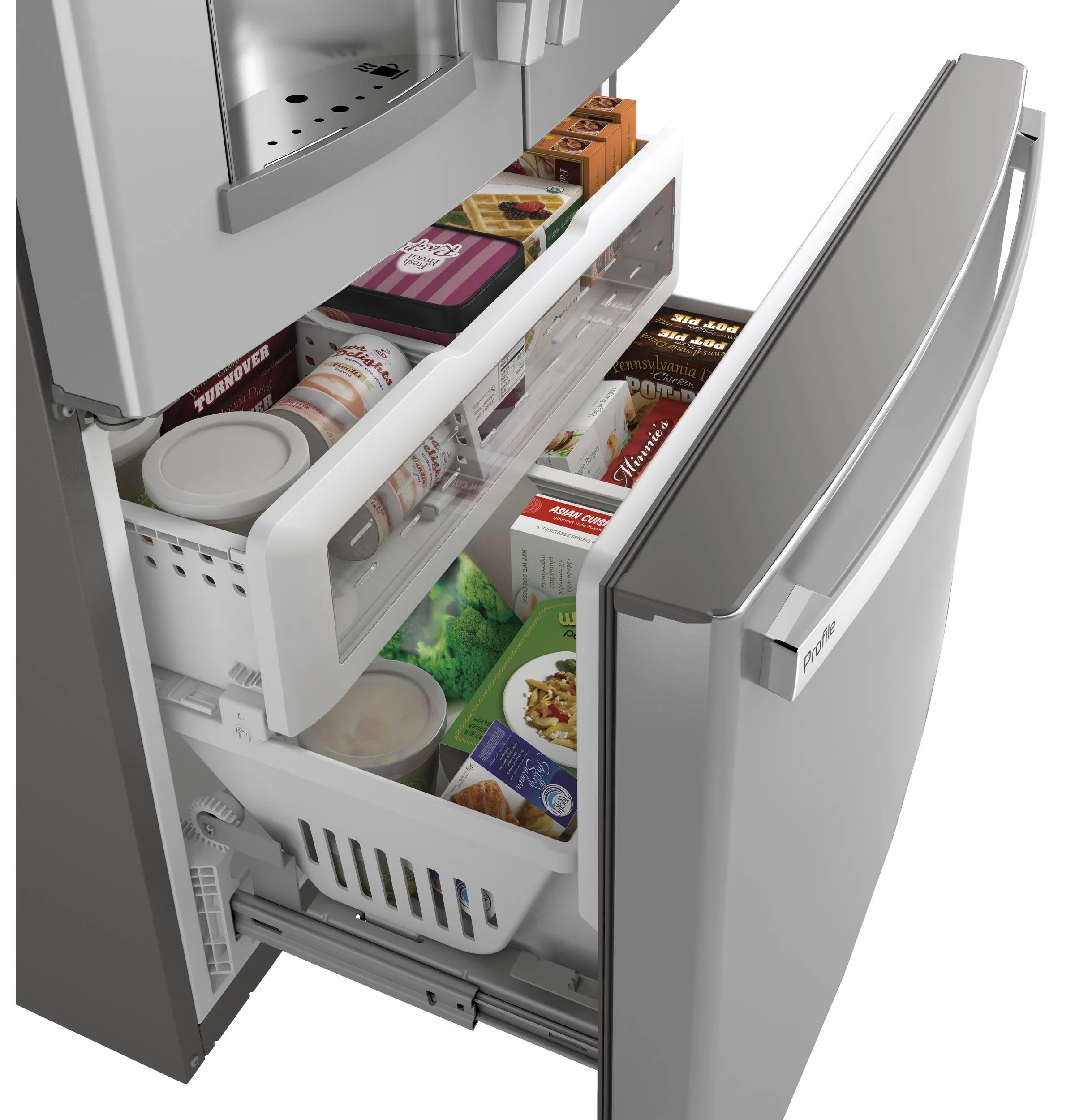 GE Profile™ Series ENERGY STAR® 22.1 Cu. Ft. Smart Counter-Depth Fingerprint Resistant French-Door Refrigerator with Keurig® K-Cup® Brewing System