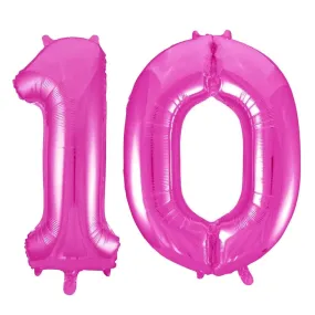 Giant Number 10 Foil Balloons - Pink