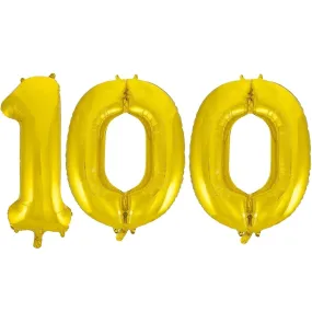 Giant Number 100 Foil Balloons - Gold