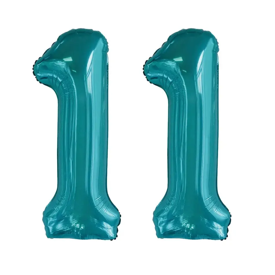 Giant Number 11 Foil Balloons - Teal