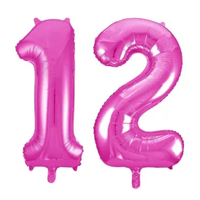 Giant Number 12 Foil Balloons - Pink