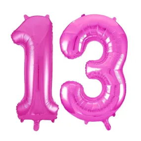 Giant Number 13 Foil Balloons - Pink