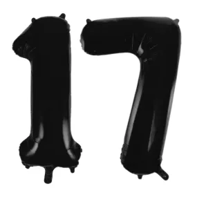 Giant Number 17 Foil Balloons - Black