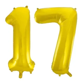Giant Number 17 Foil Balloons - Gold
