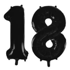 Giant Number 18 Foil Balloons - Black