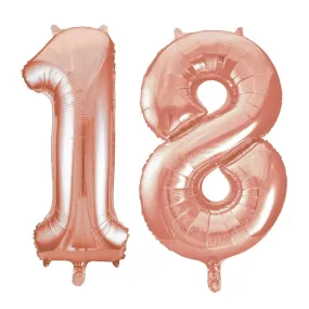 Giant Number 18 Foil Balloons - Rose Gold