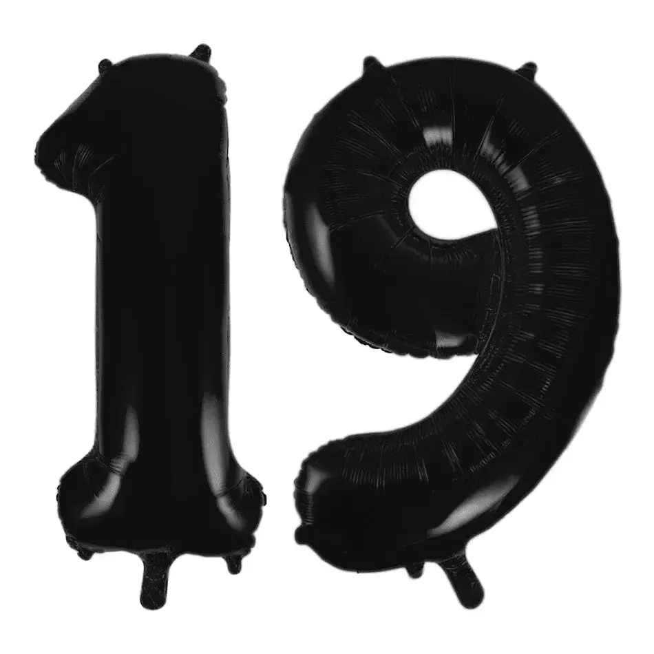 Giant Number 19 Foil Balloons - Black