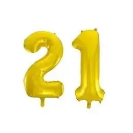 Giant Number 21 Foil Balloons - Gold