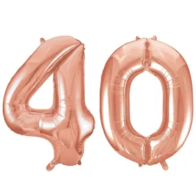 Giant Number 40 Foil Balloons - Rose Gold