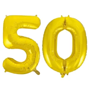 Giant Number 50 Foil Balloons - Gold