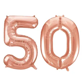 Giant Number 50 Foil Balloons - Rose Gold