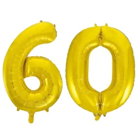 Giant Number 60 Foil Balloons - Gold