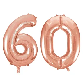 Giant Number 60 Foil Balloons - Rose Gold