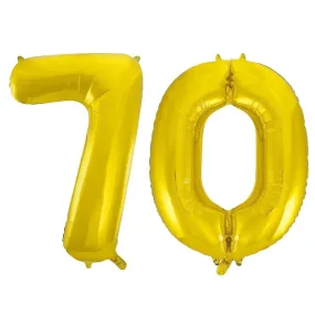 Giant Number 70 Foil Balloons - Gold
