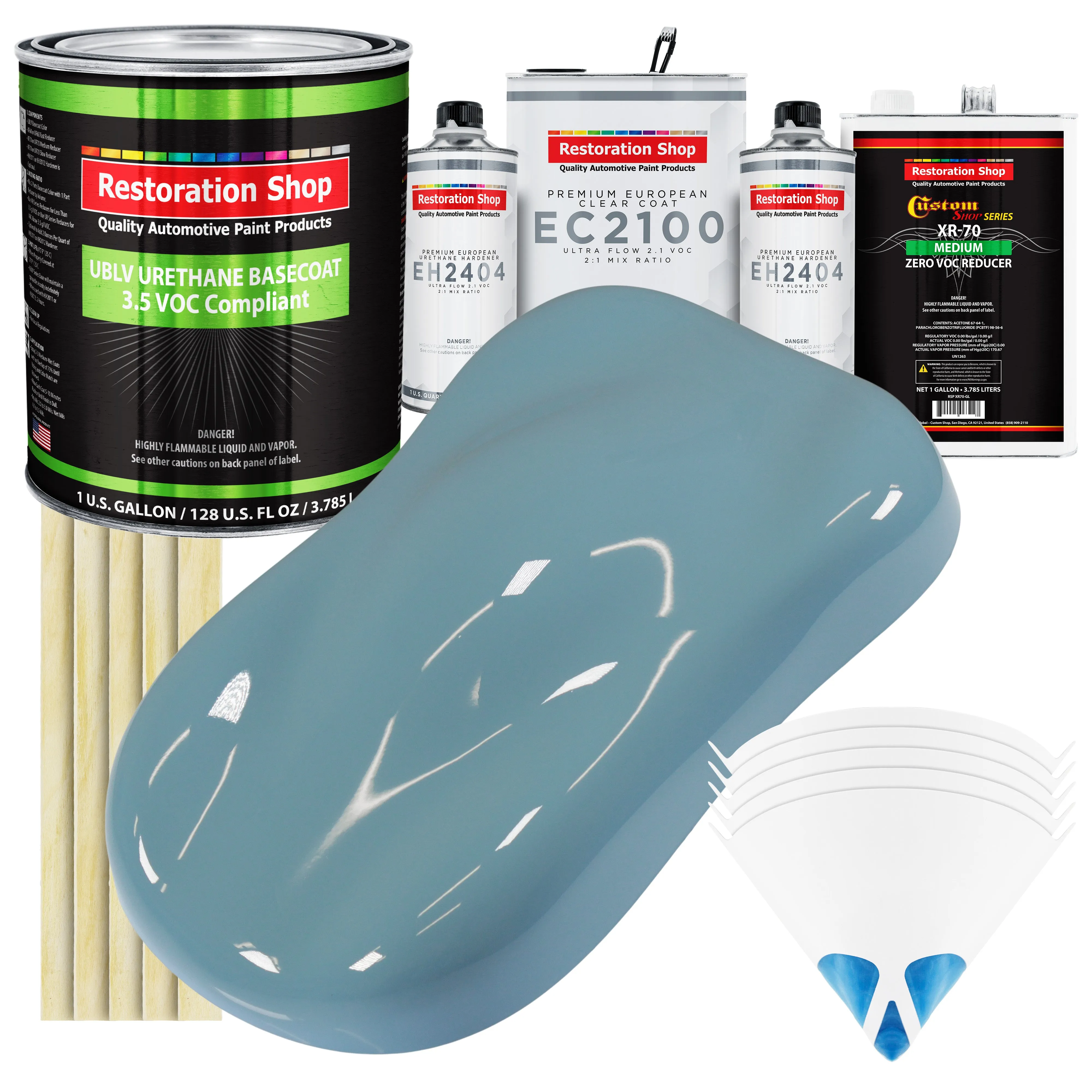 Glacier Blue - LOW VOC Urethane Basecoat with European Clearcoat Auto Paint - Complete Gallon Paint Color Kit - Automotive Coating