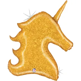 Gold Glitter Unicorn Supershape Foil Balloon