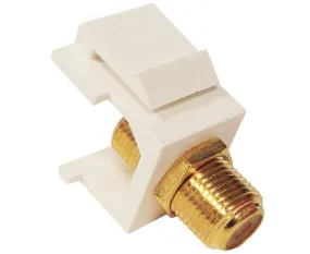 Gold-Plated F-81 Coax Keystone Jack, F-Type Female to Female Coupler, White