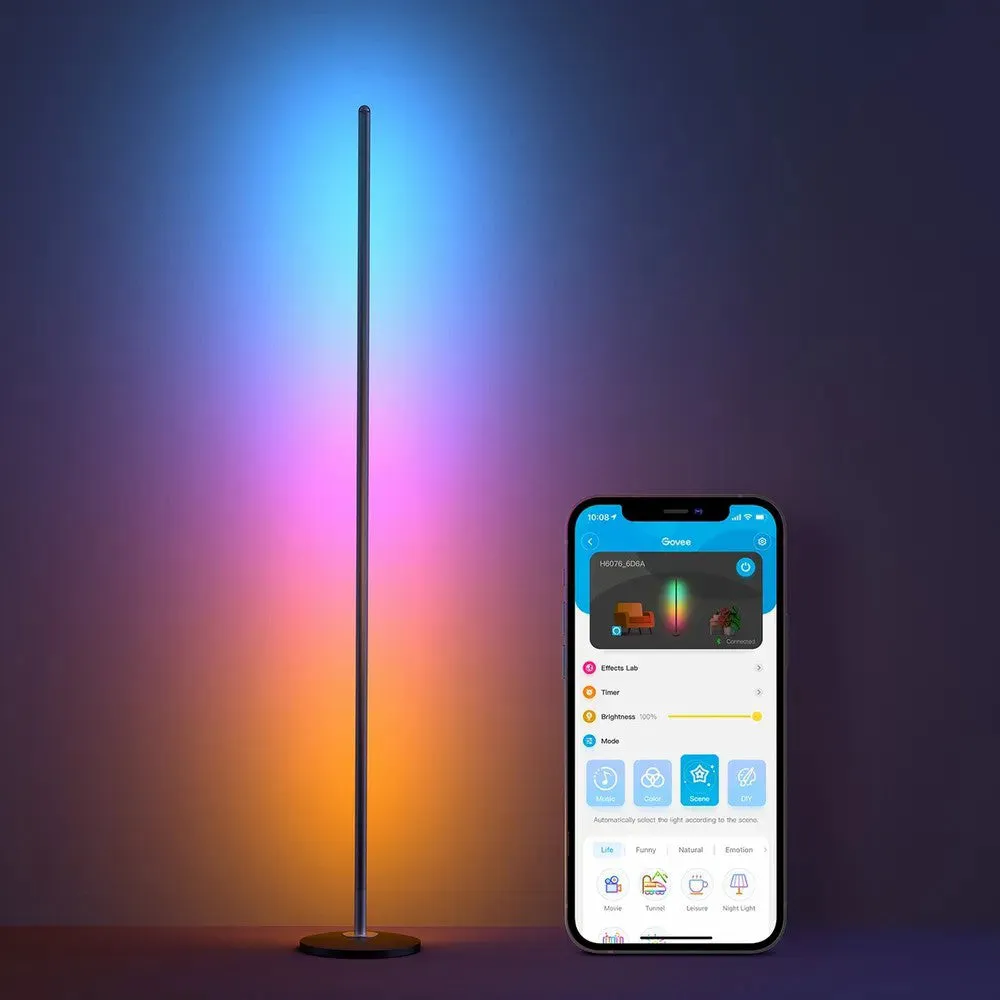 Govee RGBICW Smart Corner Floor Lamp - Black | H6076211-OF-UK