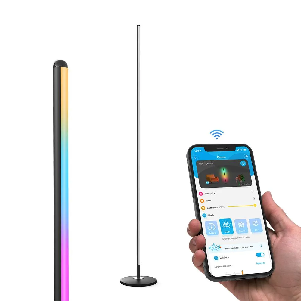 Govee RGBICW Smart Corner Floor Lamp - Black | H6076211-OF-UK
