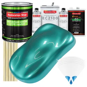 Gulfstream Aqua Metallic - LOW VOC Urethane Basecoat with European Clearcoat Auto Paint - Complete Gallon Paint Color Kit - Automotive Coating