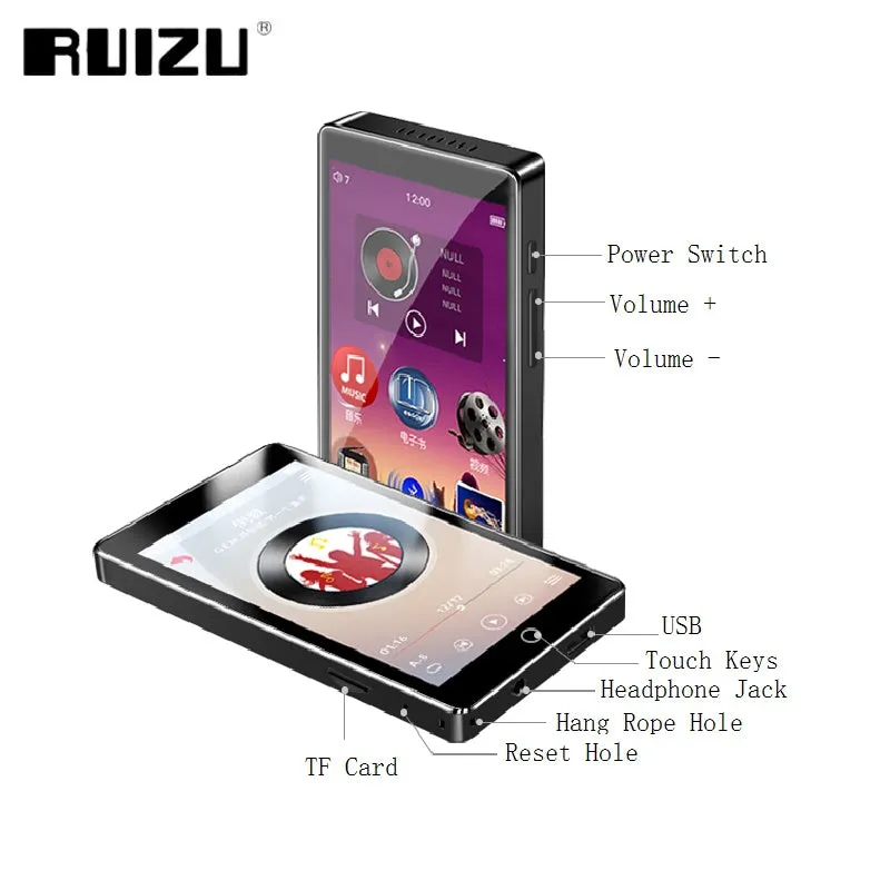 H1 MP4 Player 4.0 inch Full Touch Screen with Bluetooth 5.0 FM Radio Recording and Built-in Speaker