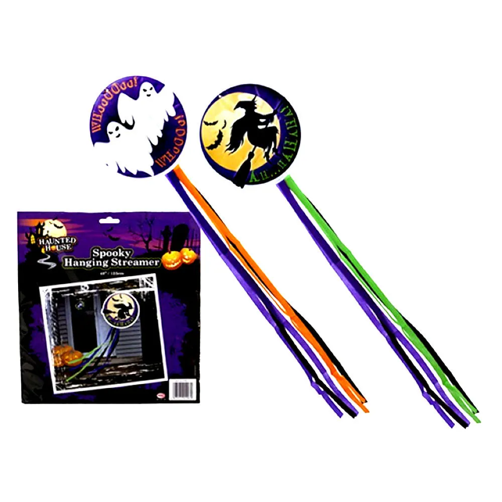 Halloween Hanging Decoration with Streamers - 122cm Spooky Party Decor Haunted House Accessory Creepy Streamer Dangles