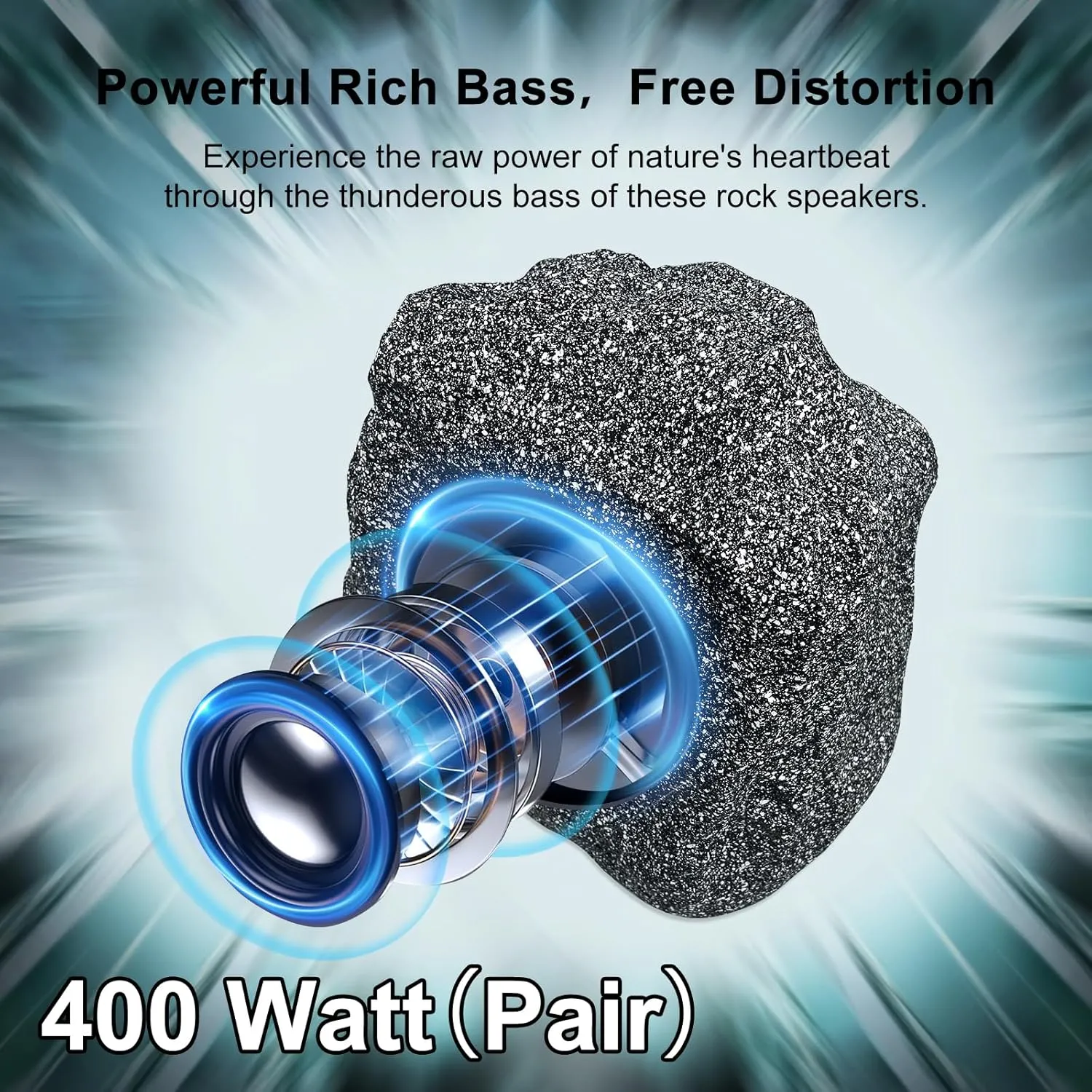 Herdio 6.5" Bluetooth Waterproof Outdoor Rock Speakers 400 Watts (1 Pair)