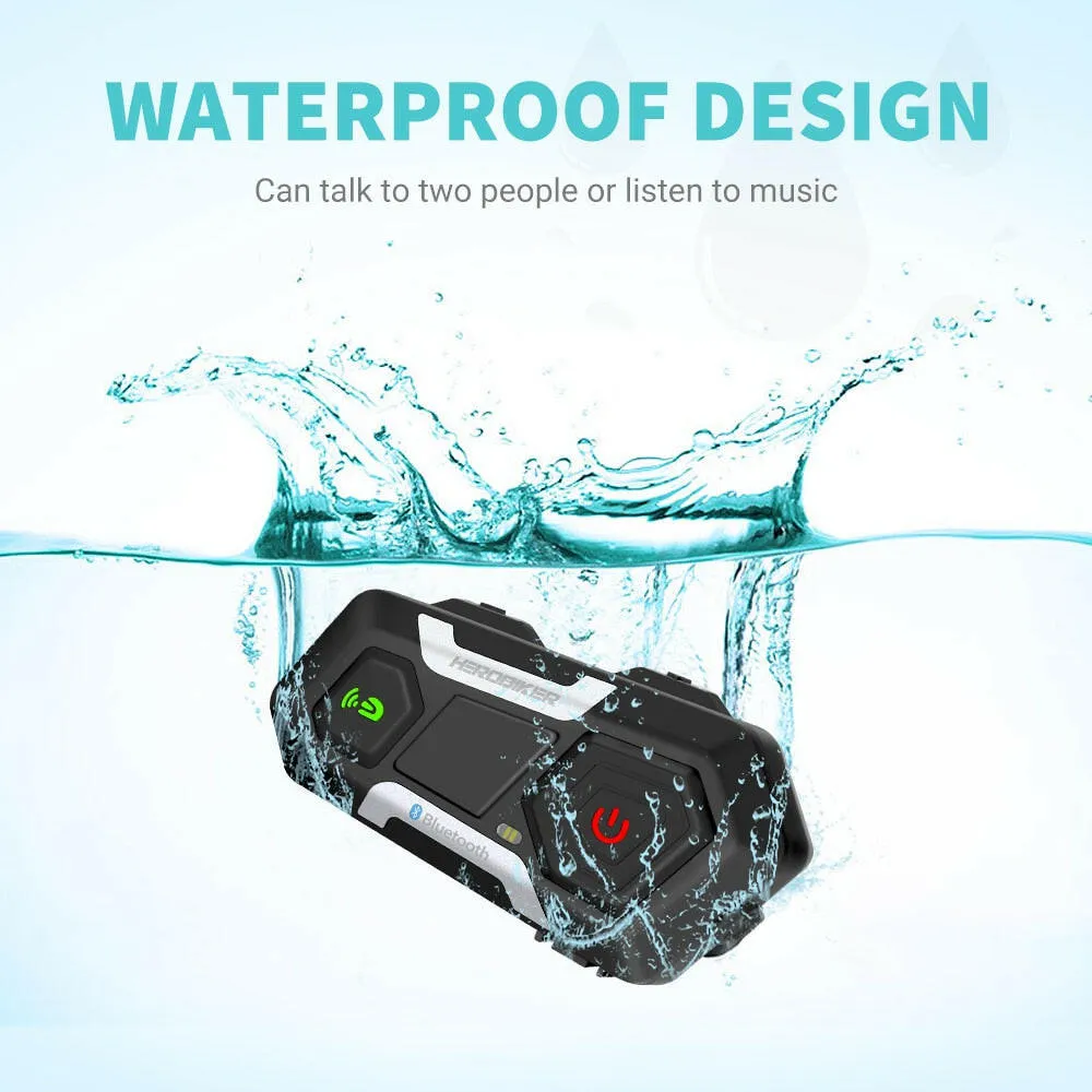 HEROBIKER Motorcycle Intercom Helmet Headset Helmet Waterproof Speaker Interphone Moto Headset Wireless Intercomunicador 1200M
