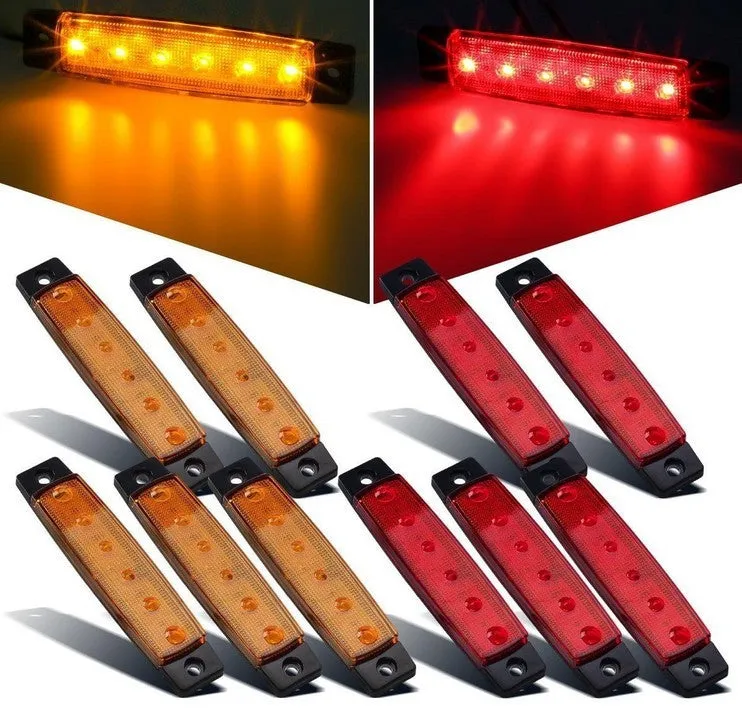 High Power 6 LED 12V Side Indicator Light Marker Lamp for Truck