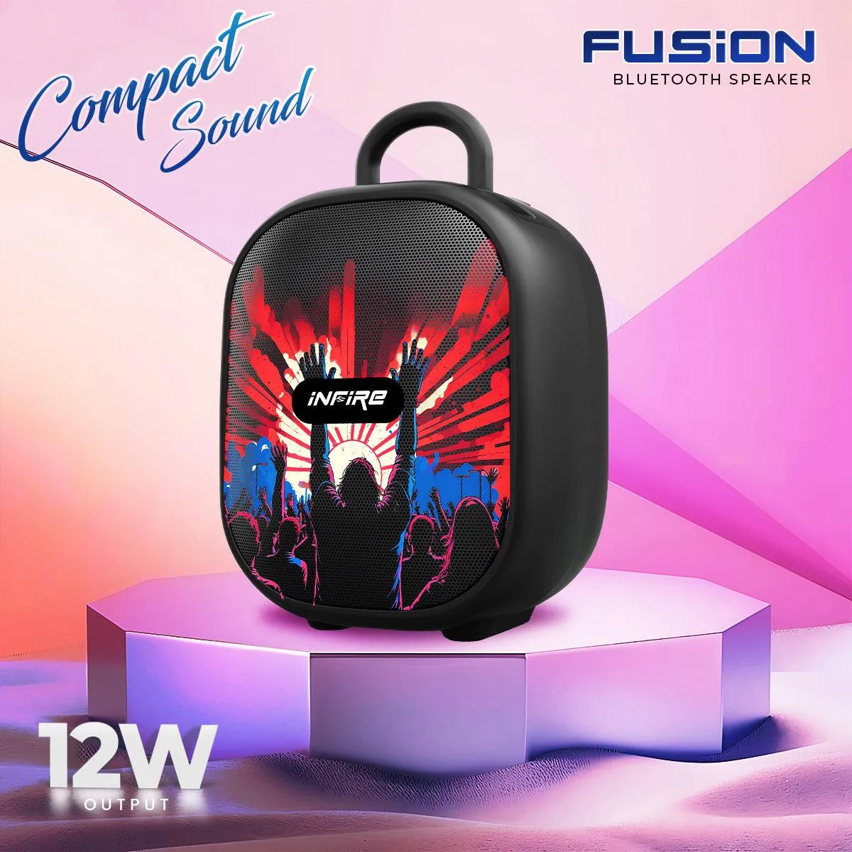 iNFiRe Fusion 12W Portable Speaker Upto 8 Hrs Playtime With TWS Function ,Mobile Holder & Type C Charging