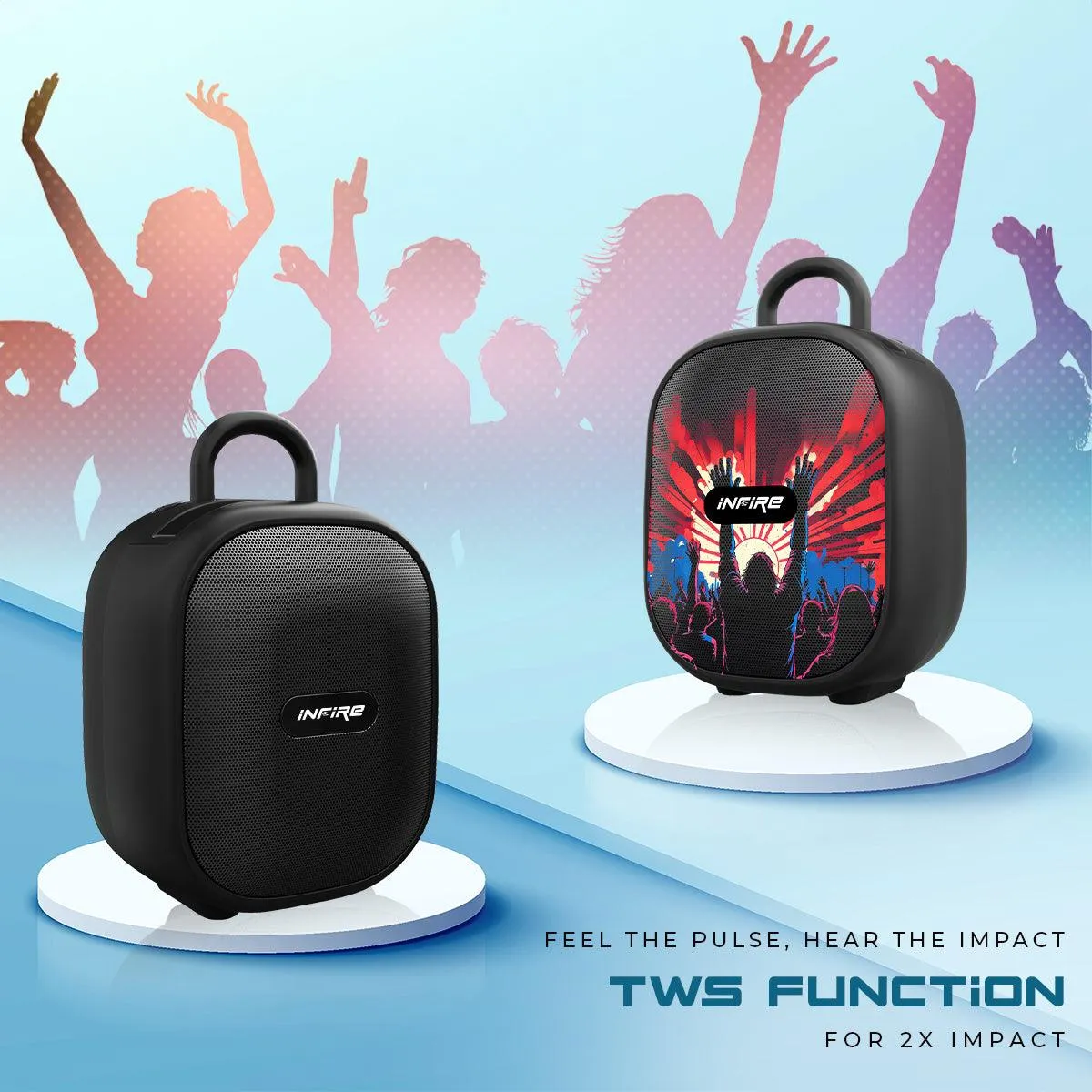 iNFiRe Fusion 12W Portable Speaker Upto 8 Hrs Playtime With TWS Function ,Mobile Holder & Type C Charging