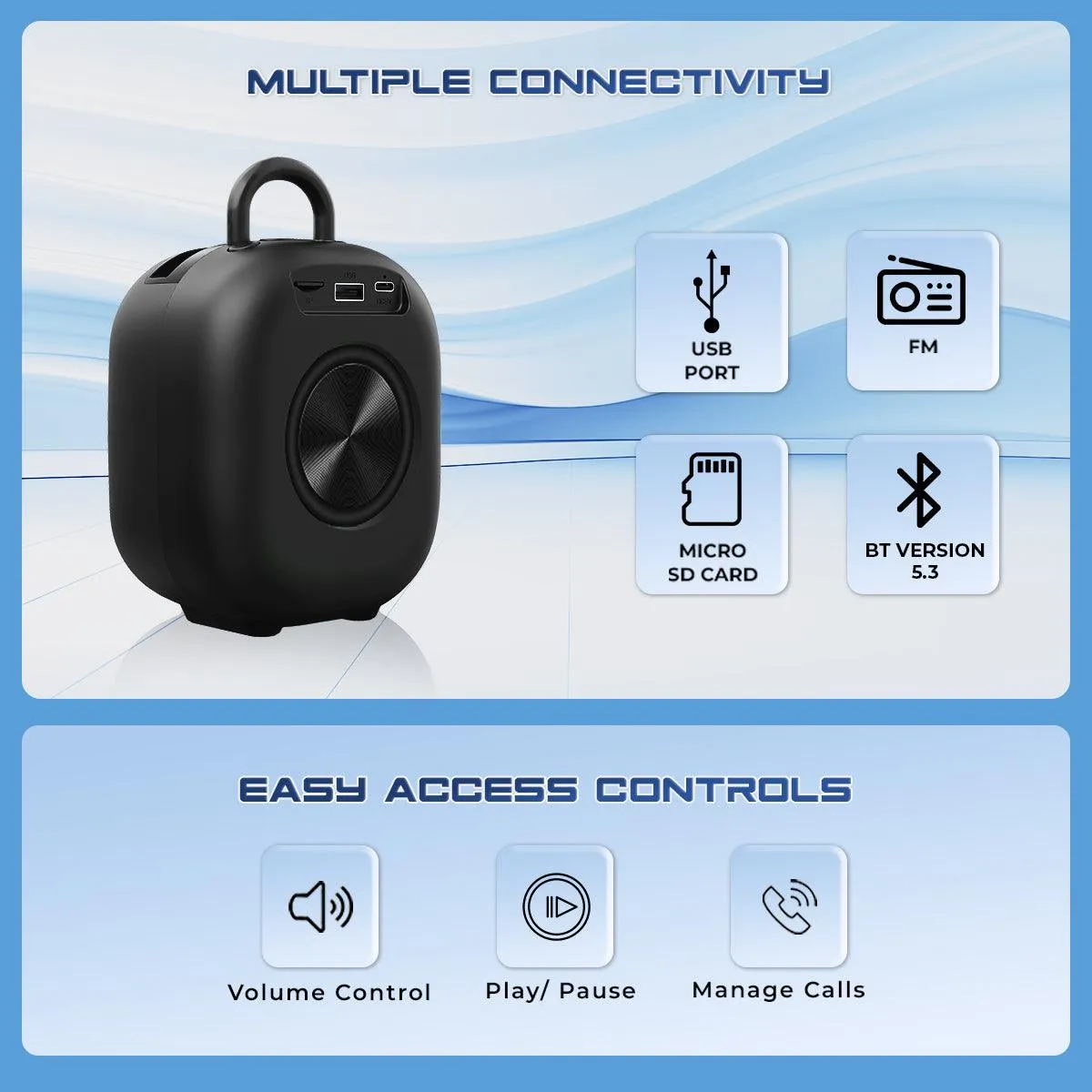 iNFiRe Fusion 12W Portable Speaker Upto 8 Hrs Playtime With TWS Function ,Mobile Holder & Type C Charging