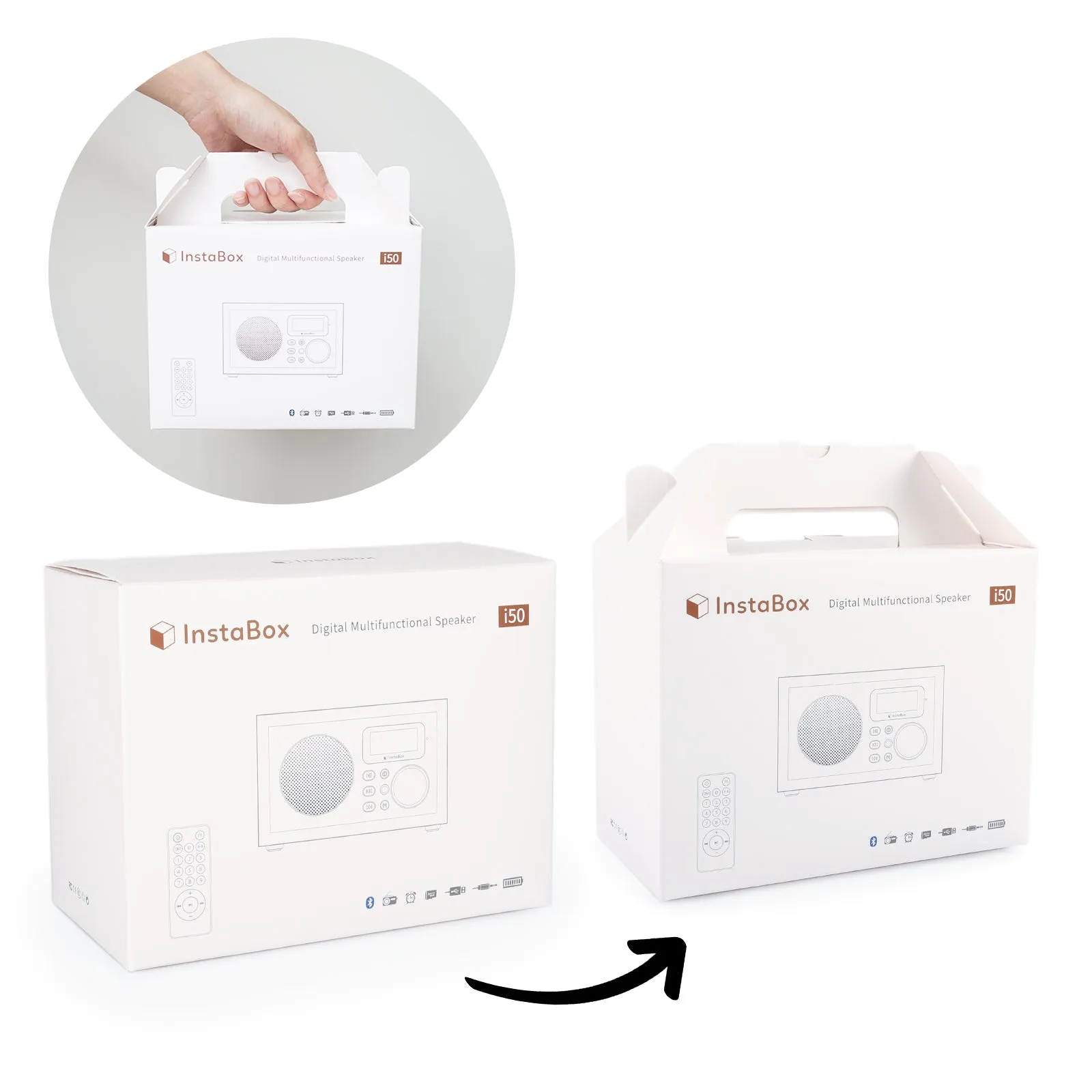 InstaBox i50 Wooden FM Clock Radio & Bluetooth Speaker [DISCONTINUED]