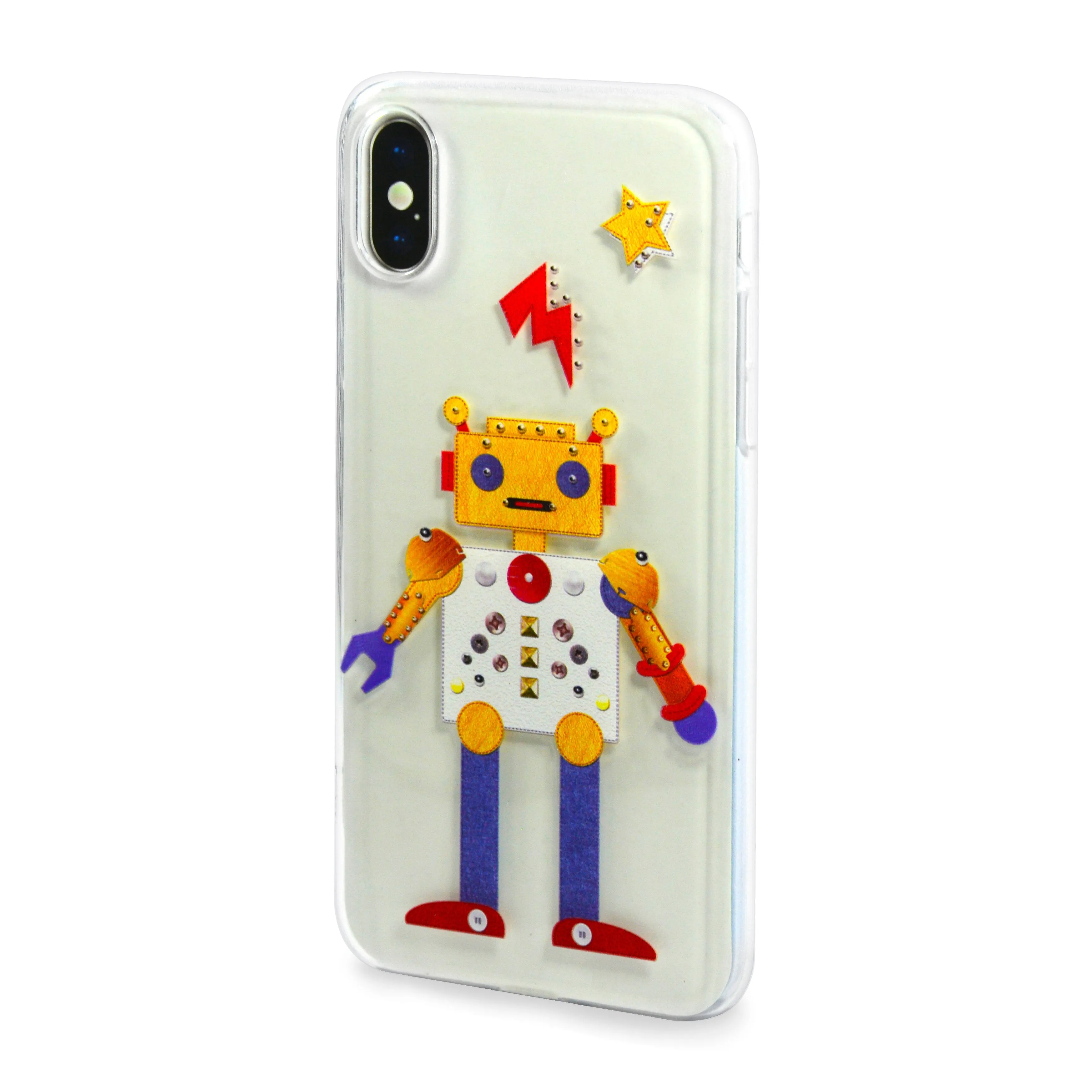 iOrigin iPhone X Cases Clear Flexible Soft TPU Back Cover (Colorful Robot)