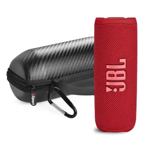 JBL Flip 6 Waterproof Portable Speaker with gSport Carbon Fiber Case (Red)