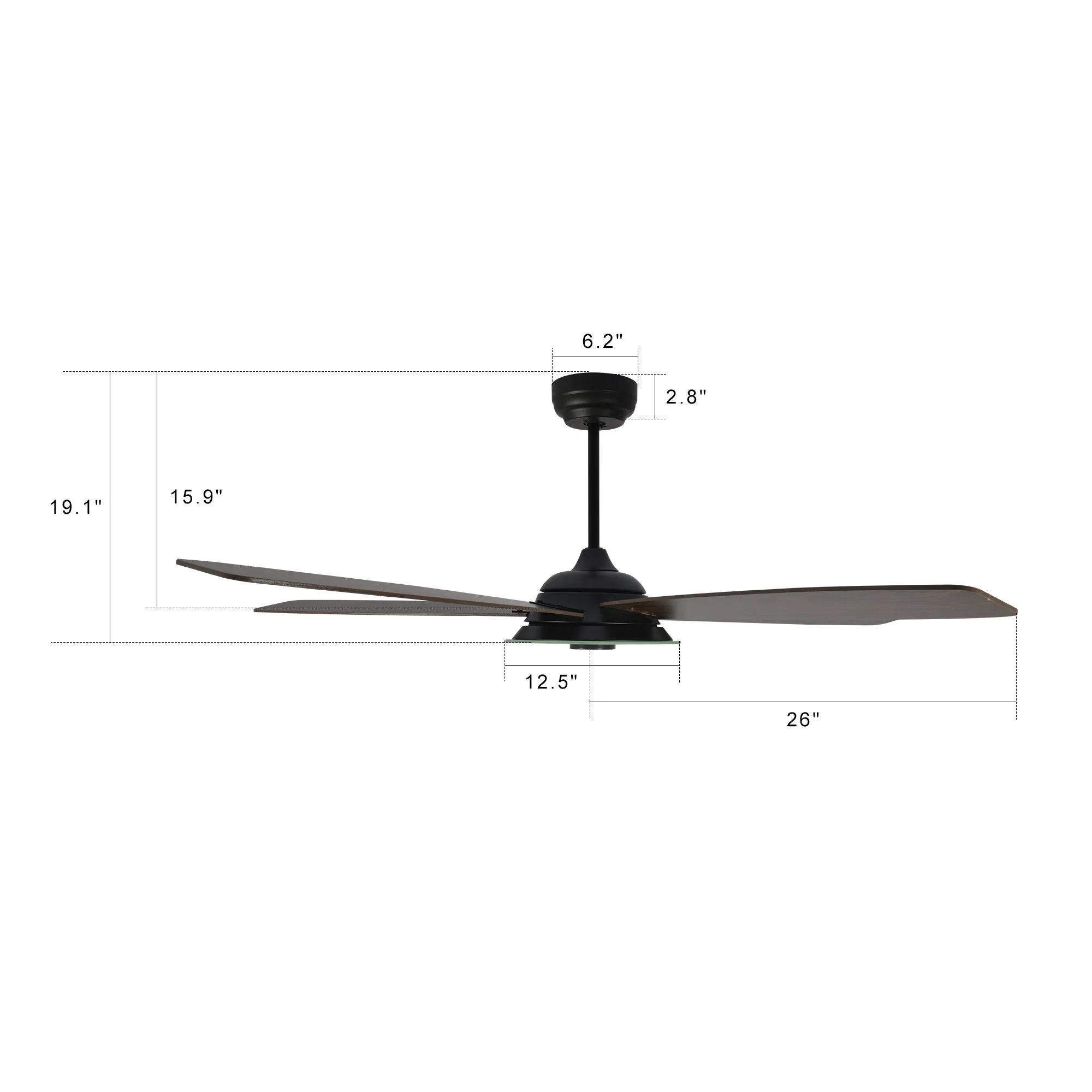 JOURNEY 52 inch 5-Blade Smart Ceiling Fan with LED Light Kit & Remote - Black/Dark Wood Grain