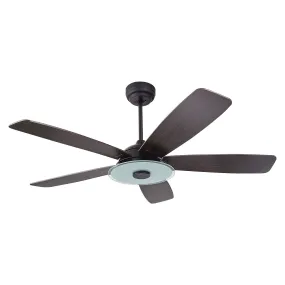 JOURNEY 52 inch 5-Blade Smart Ceiling Fan with LED Light Kit & Remote - Black/Dark Wood Grain