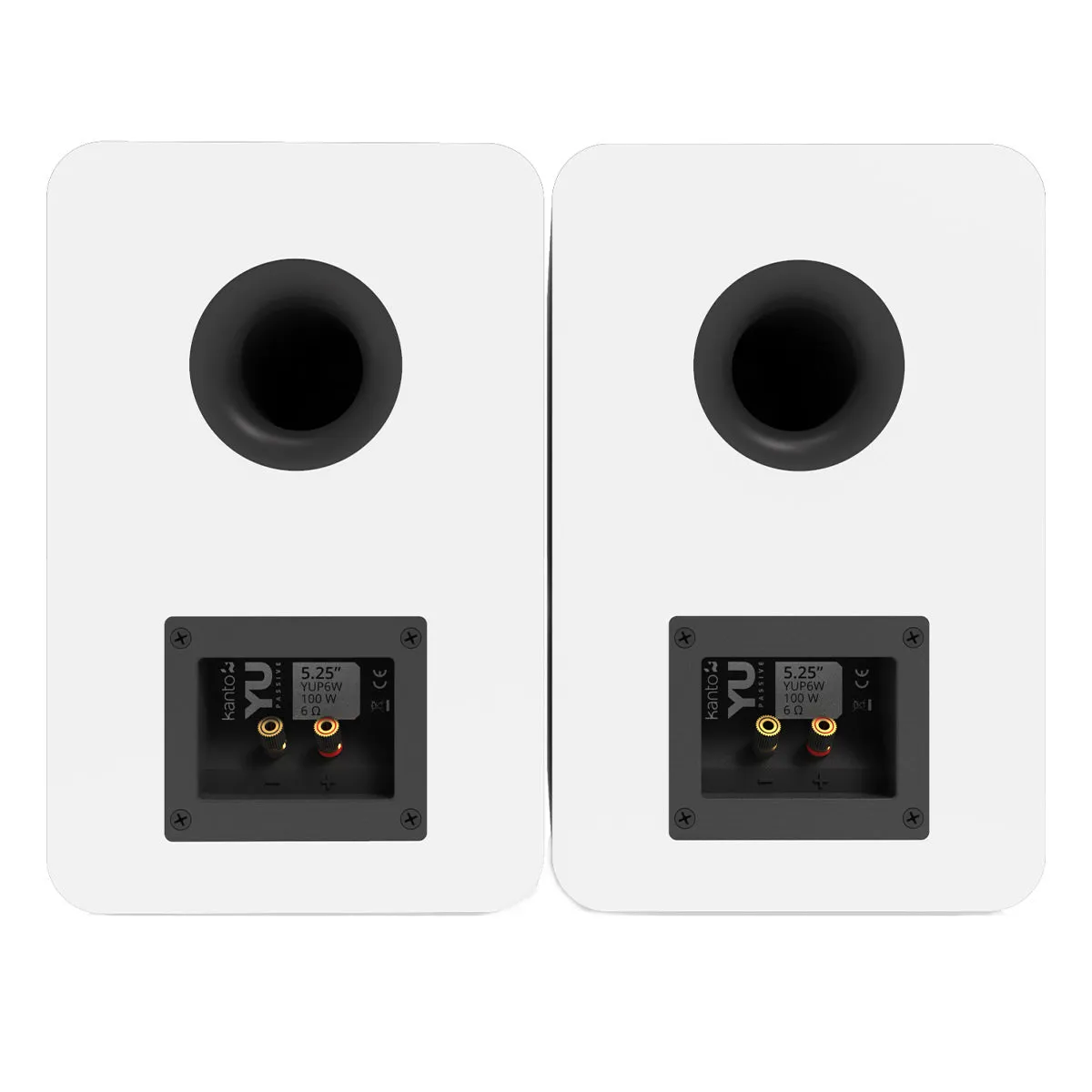 Kanto YUP6 Passive Bookshelf Speakers with S6 Speaker Stands - Pair (White)