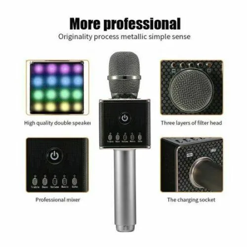 KaraoKing Wireless Karaoke Microphone W/48 LED Lights H8