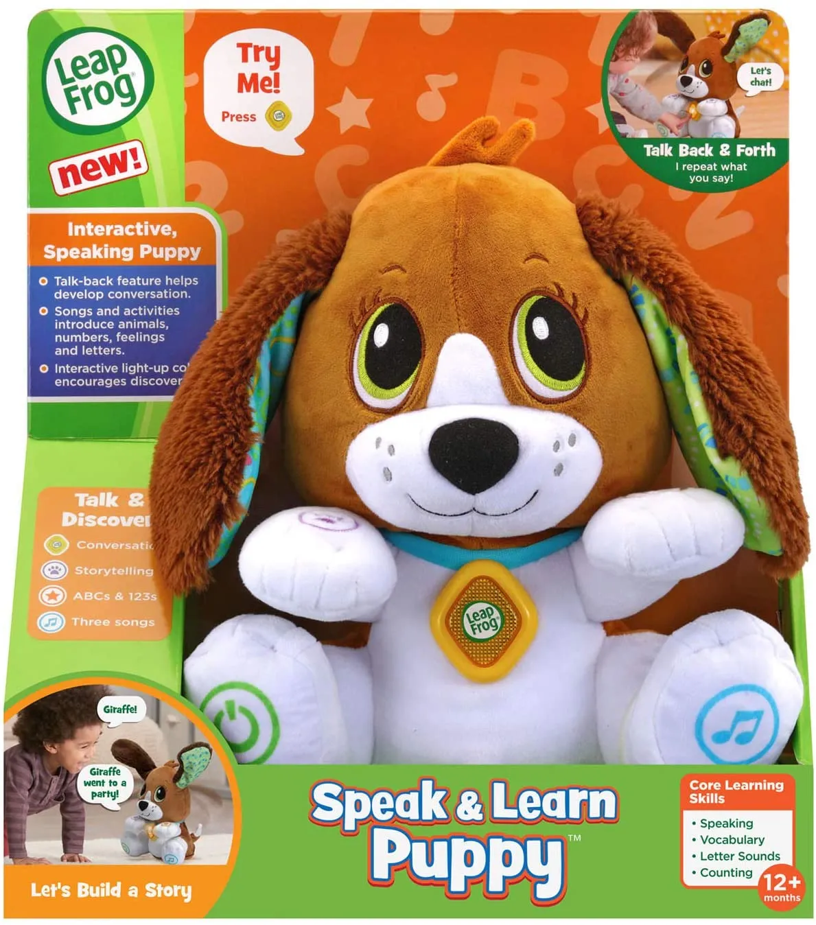 LeapFrog Speak and Learn Puppy - Baby Plush Toy With Sound and Lights